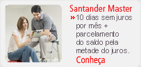 Santander Master, 10 dias + parcelamentos