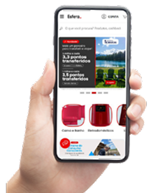 Aplicativo Esfera exibido no celular